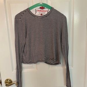 Black and white striped crop top with cut out in the back